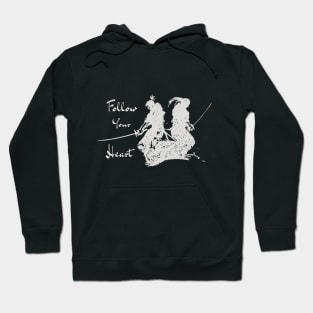 Follow Your Heart Samurai Warrior White on Black Hoodie